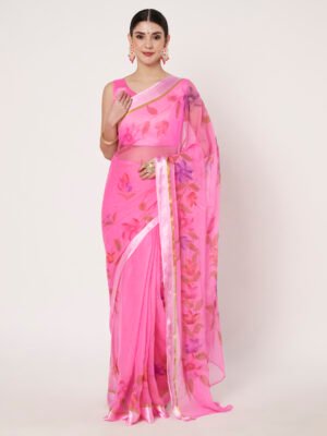 Linen Textile | Pink Chiffon satin patta