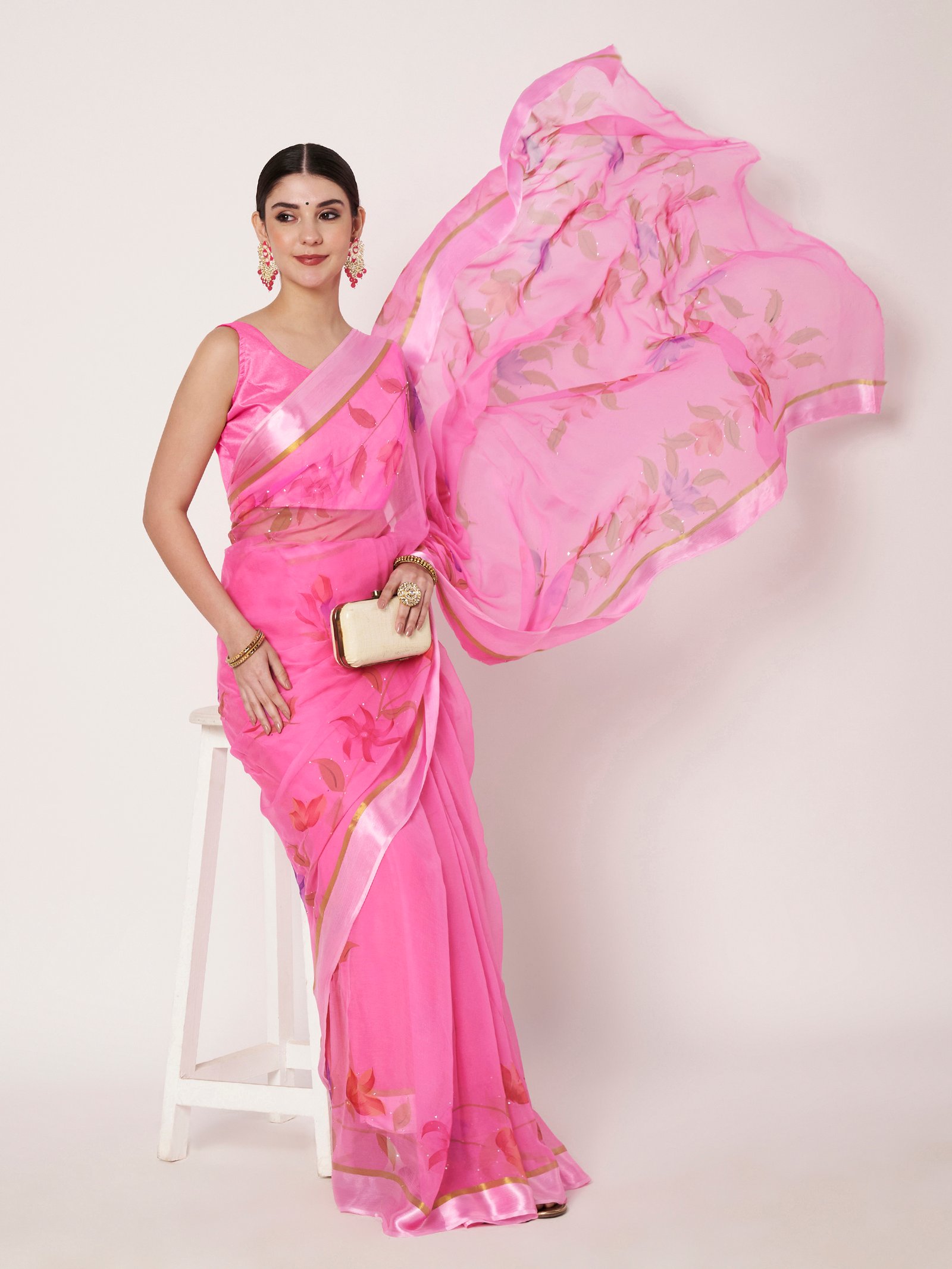 Linen Textile | Pink Chiffon satin patta - Image 6
